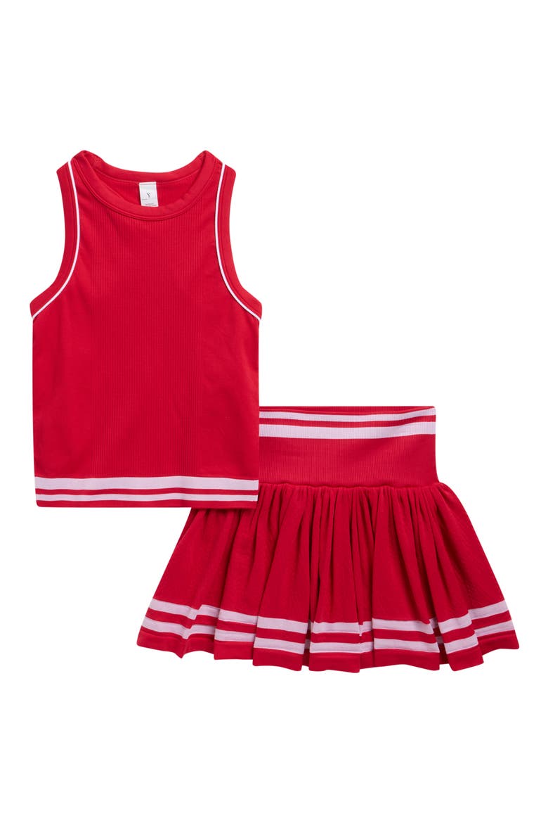 Kids' Seamless Rib Tank & Pleated Skirt Set, Main, color, SPICY RED