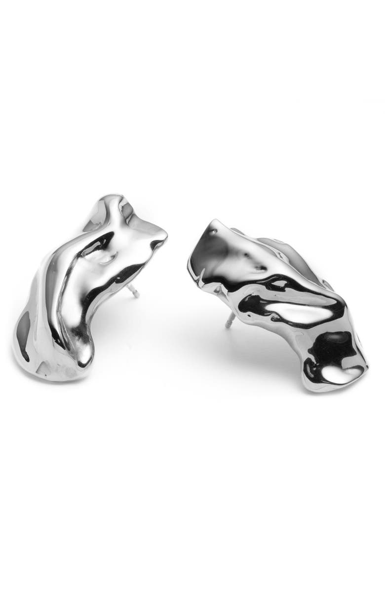 Sterling King Molten Stud Earrings, Alternate, color, Sterling Silver