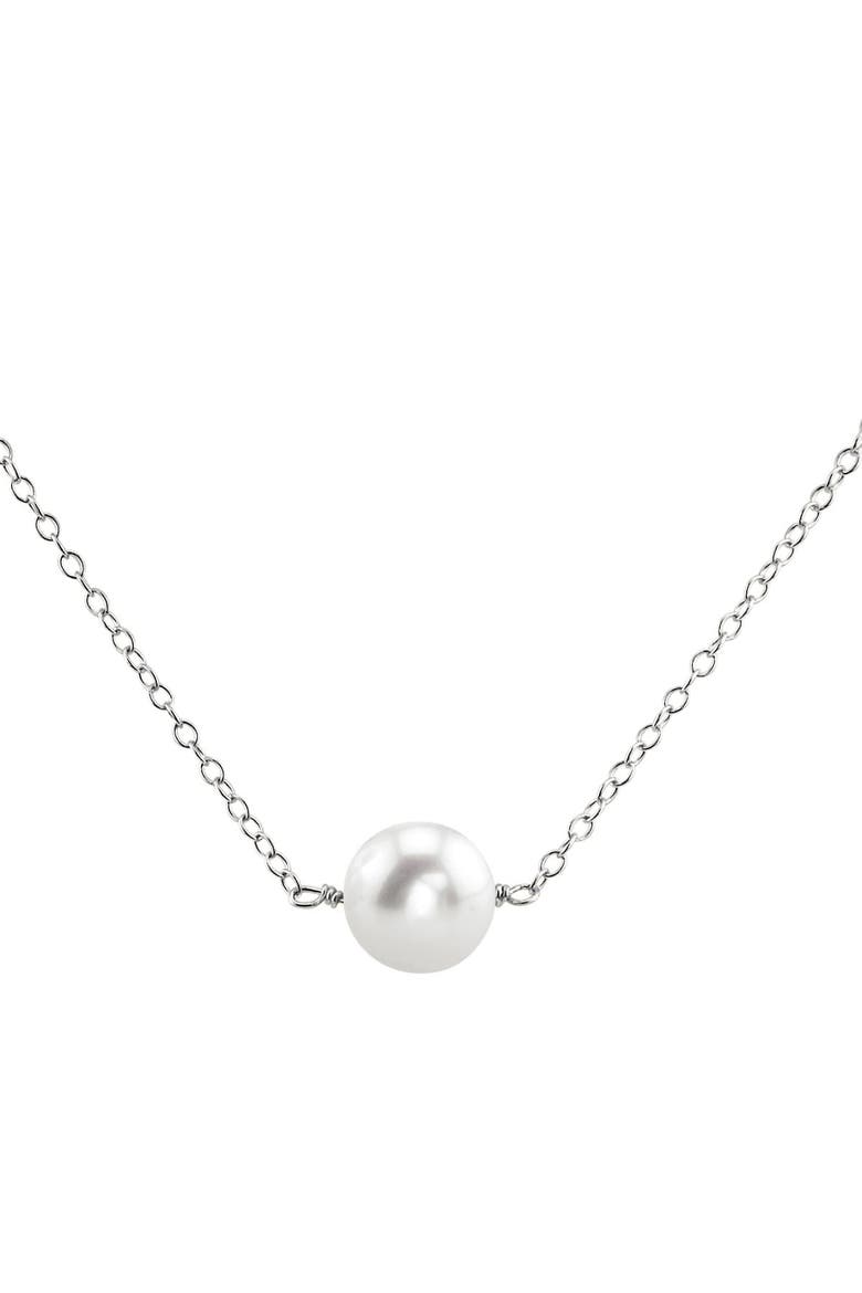 14K Gold Freshwater Solitaire Pearl & Gold Pendant, Main, color, White Gold Chain