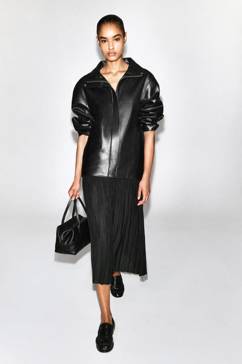 Pleated Jacquard Midi Skirt