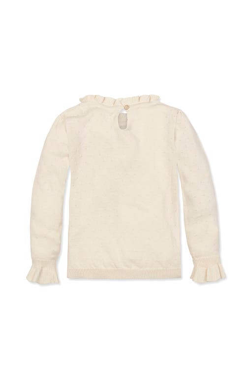 Hope & Henry Kids' Organic Long Sleeve Ruffle Edge Sweater In Neutral
