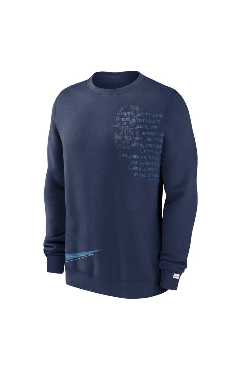 Nike Men's Nike Navy Seattle Mariners Statement Ball Game Fleece Pullover Sweatshirt, Alternate, color,