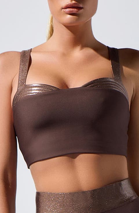 Lina Metallic Trim Longline Sports Bra