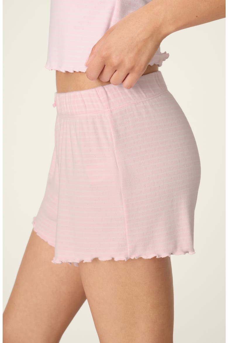 Striped Pointelle Pajama Shorts, Alternate, color, TENDER PINK