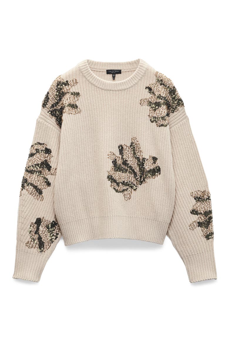 Julie Sequin Detail Wool Sweater, Alternate, color, BEIGE