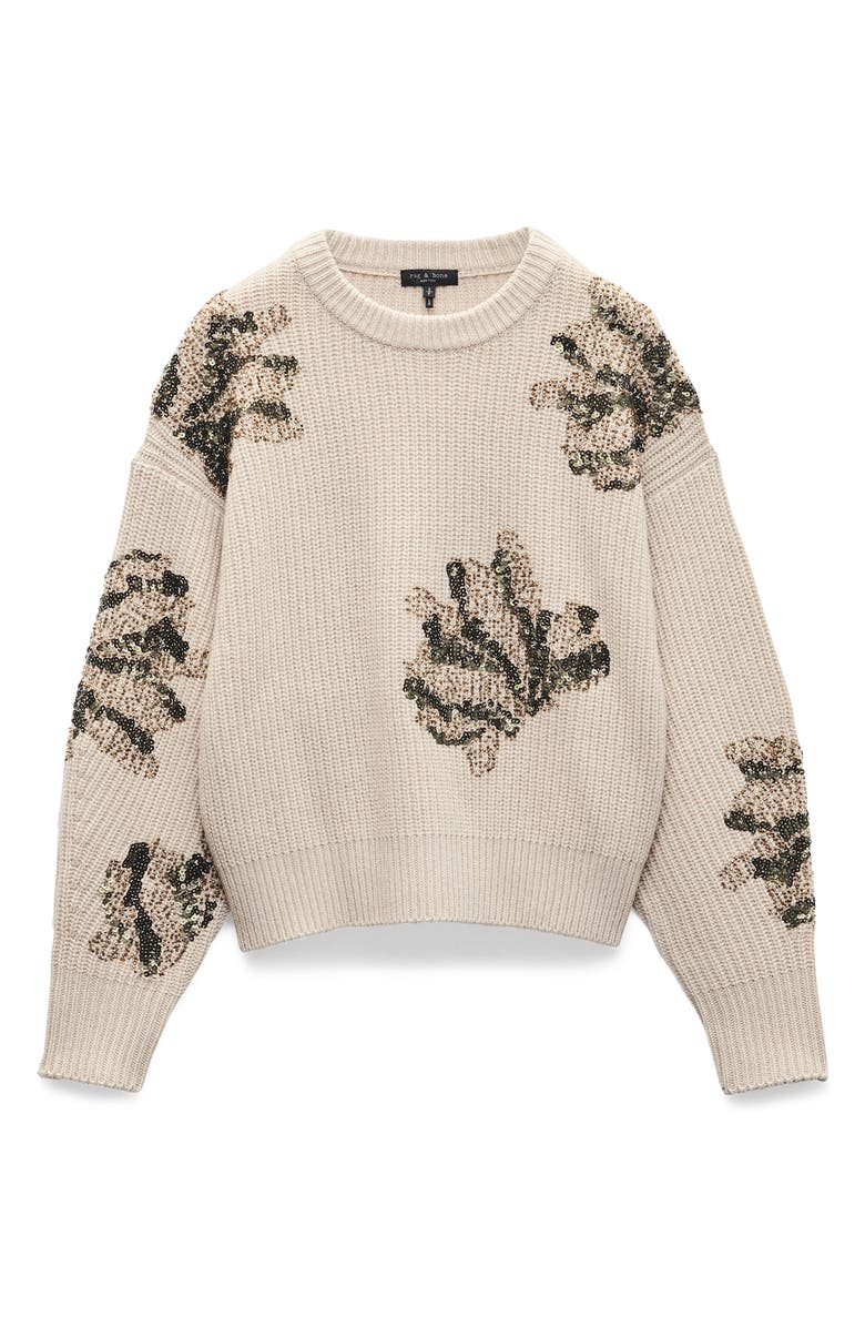 rag & bone Julie Sequin Detail Wool Sweater, Alternate, color, Beige