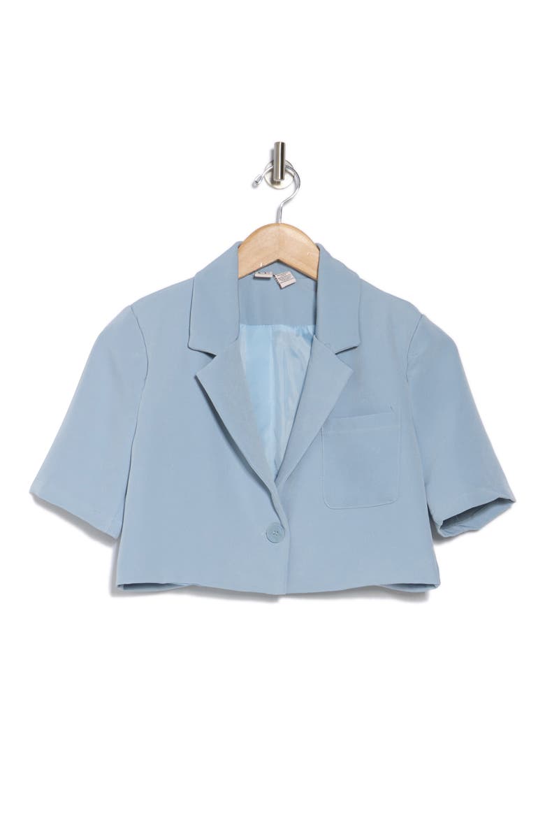 Ryder Short Sleeve Crop Blazer, Alternate, color, DUSTY BLUE