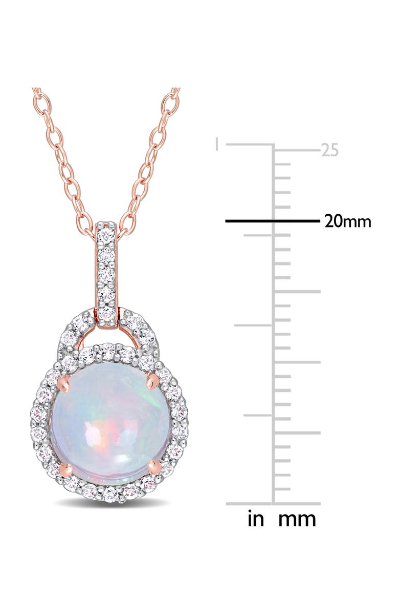 DELMAR Blue Ethiopian Opal & Lab Grown White Sapphire Pendant Necklace, Alternate, color, White