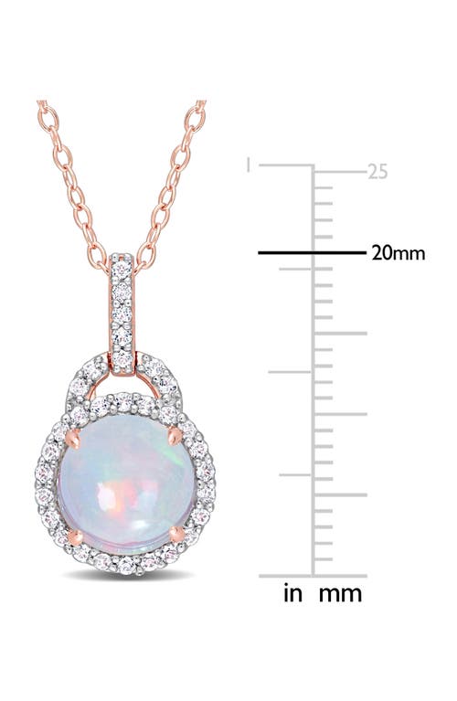 Delmar Blue Ethiopian Opal & Lab Grown White Sapphire Pendant Necklace In White