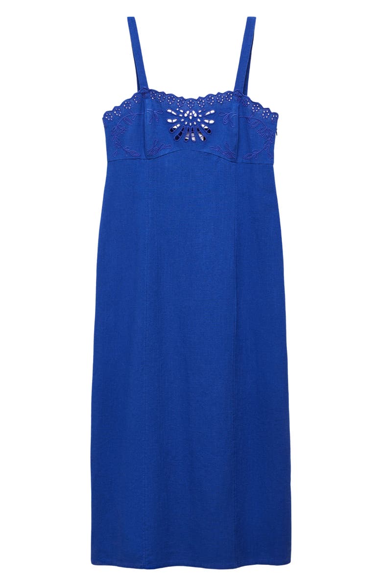 MANGO Eyelet Detail Cotton Midi Dress, Alternate, color, 