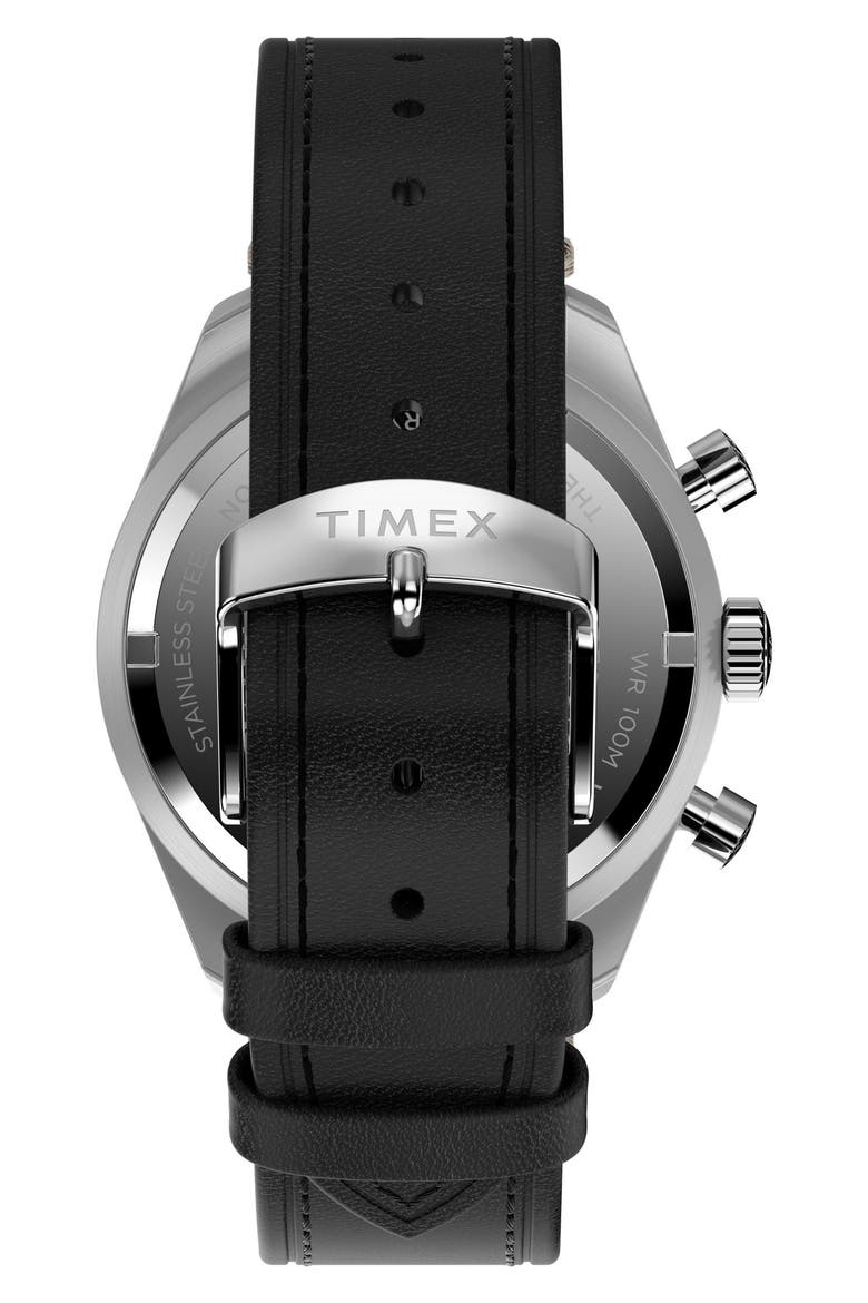 Waterbury Traditional Chronograph Leather Strap Watch, 41mm, Alternate, color, BLACK
