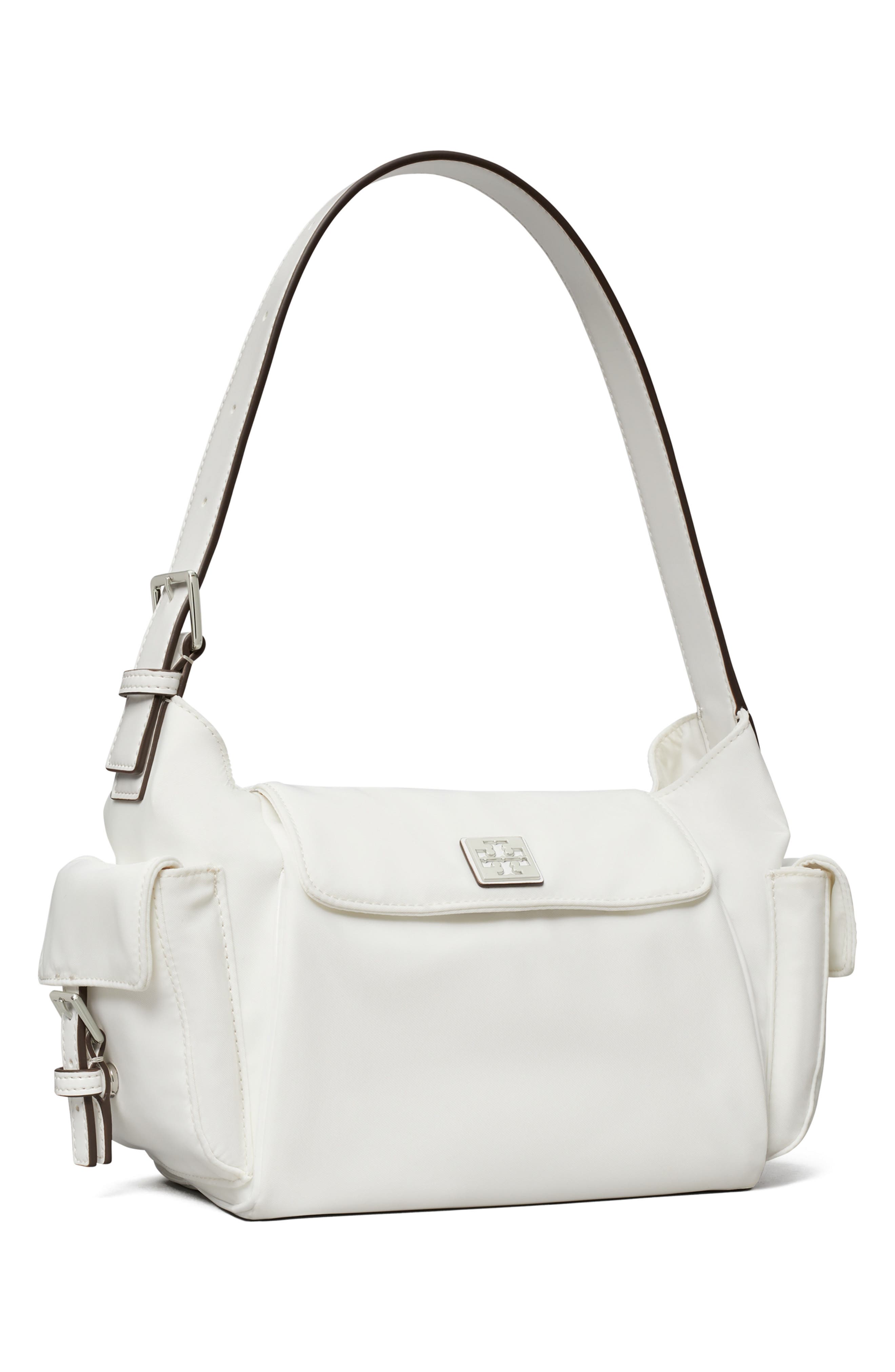 Virginia Pocket Nylon Shoulder Bag, Alternate, color, WHITE