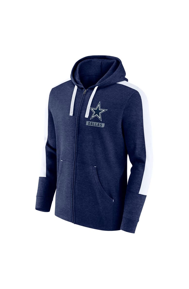 FANATICS Men's Fanatics Heather Navy Dallas Cowboys Gains Full-Zip Hoodie, Alternate, color, Heather Navy