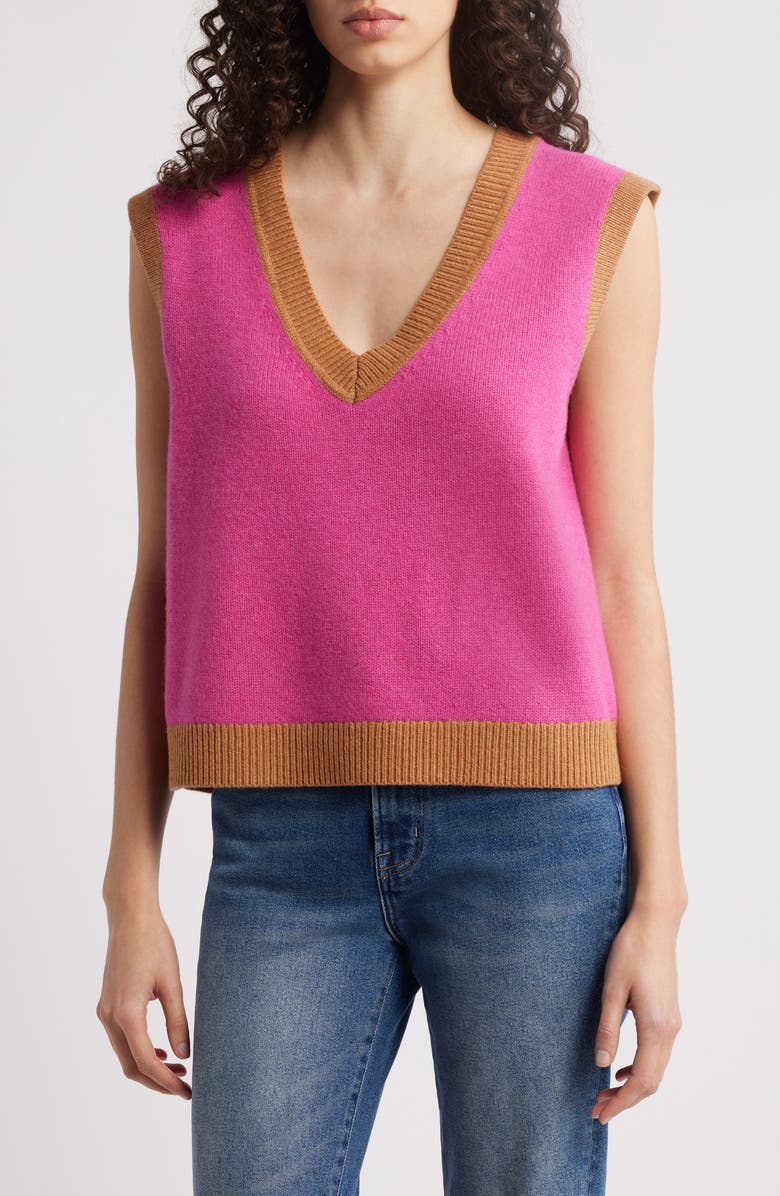 Boden Olivia Colorblock Merino Wool Sweater Vest, Main, color, 