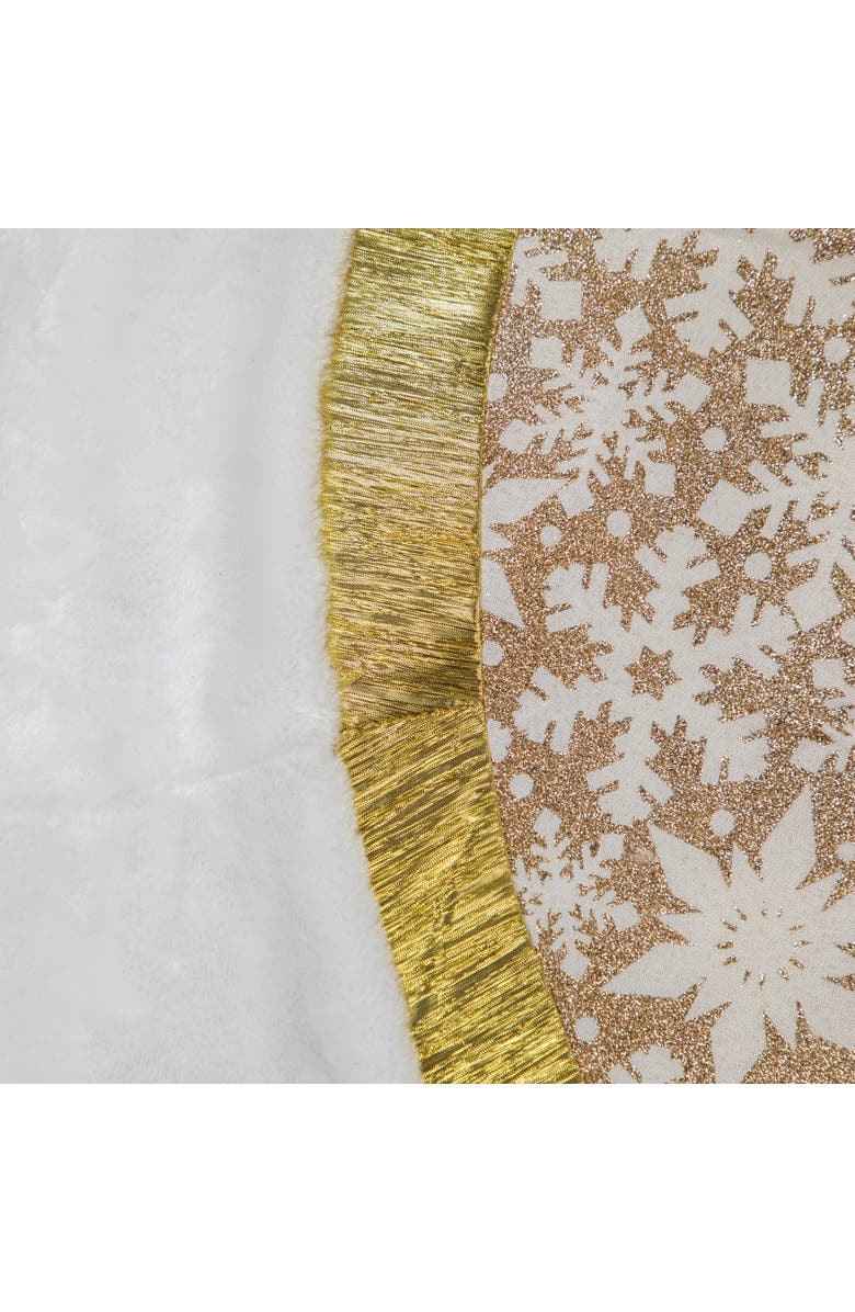 Northlight 48" White and Gold Snowflake Christmas Tree Skirt, Alternate, color, Gold