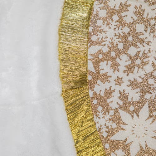 Northlight 48" White And Gold Snowflake Christmas Tree Skirt In Gold