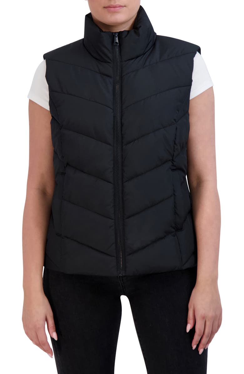 Cole Haan Pongee Puffer Vest, Main, color, Black