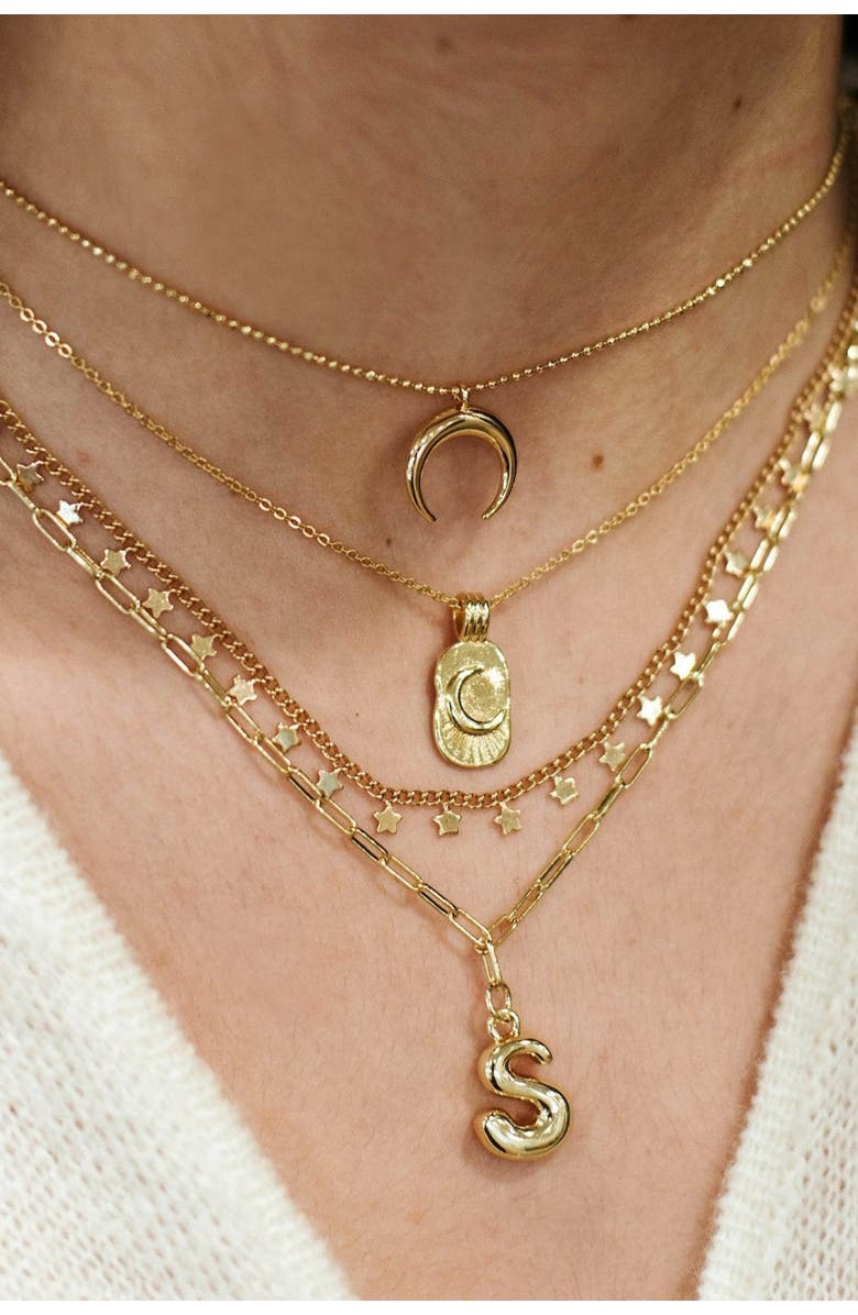 Ivy & Pearl Co. Luna Crescent Necklace, Alternate, color, Gold