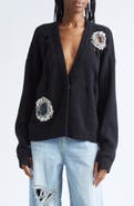 Area Distressed Crystal Cotton & Cashmere Cardigan