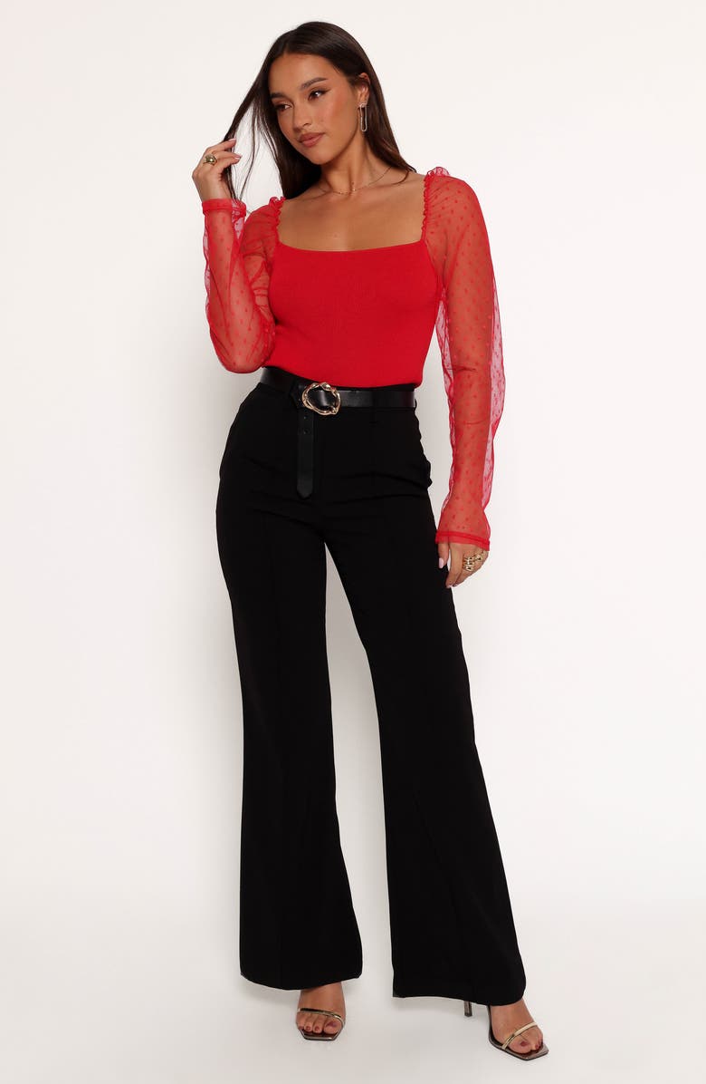 Petal & Pup Rigala Dotted Long Sleeve Knit Top, Alternate, color, Red