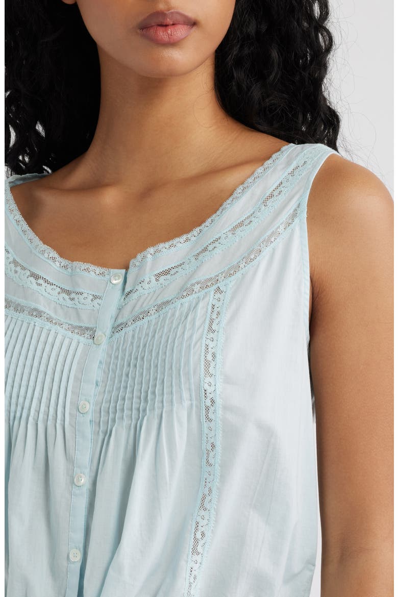 Lace Inset Pintuck Sleeveless Top, Alternate, color, FROSTED SKY