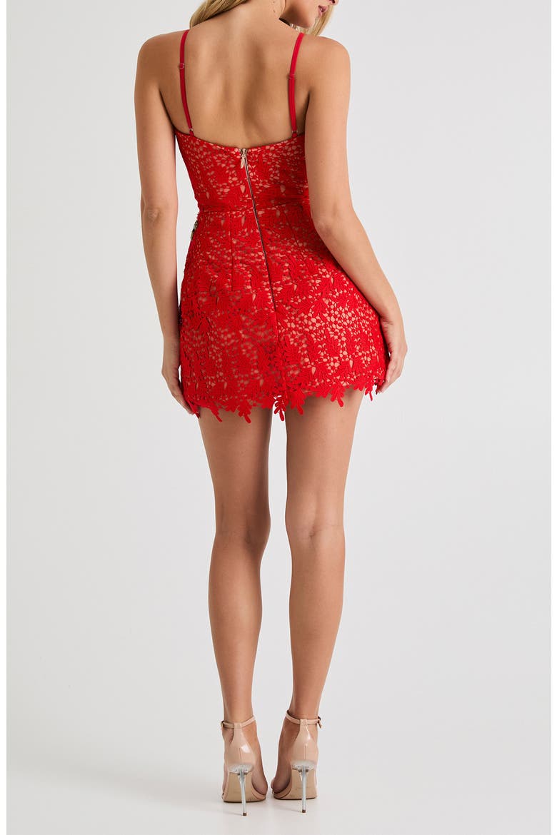 Chloe Sequin Lace Sleeveless Minidress, Alternate, color, POPPY