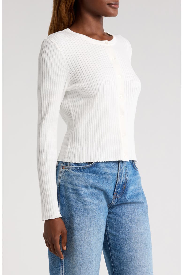 Rib Crop Cardigan, Alternate, color, NEW IVORY