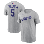 Nike Men's Nike Freddie Freeman Heather Gray Los Angeles Dodgers Name & Number T-Shirt