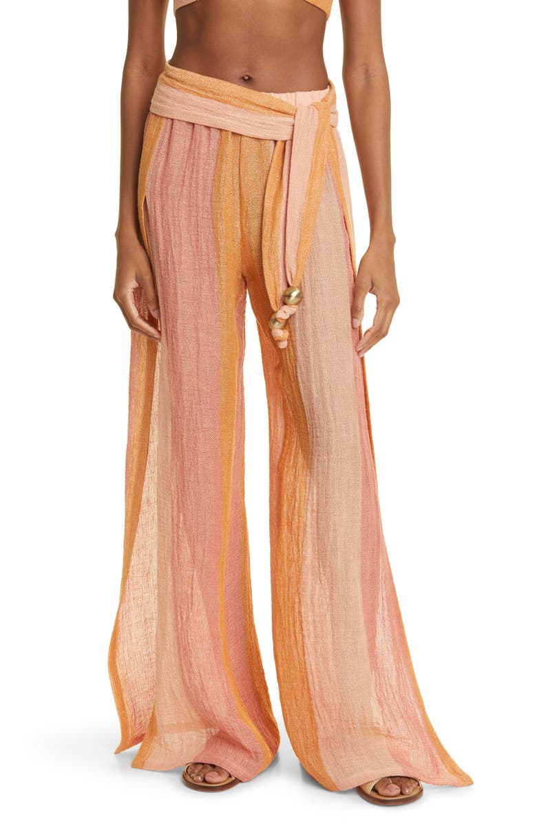 Lisa Marie Fernandez Wide Leg Linen Blend Pants, Main, color, 