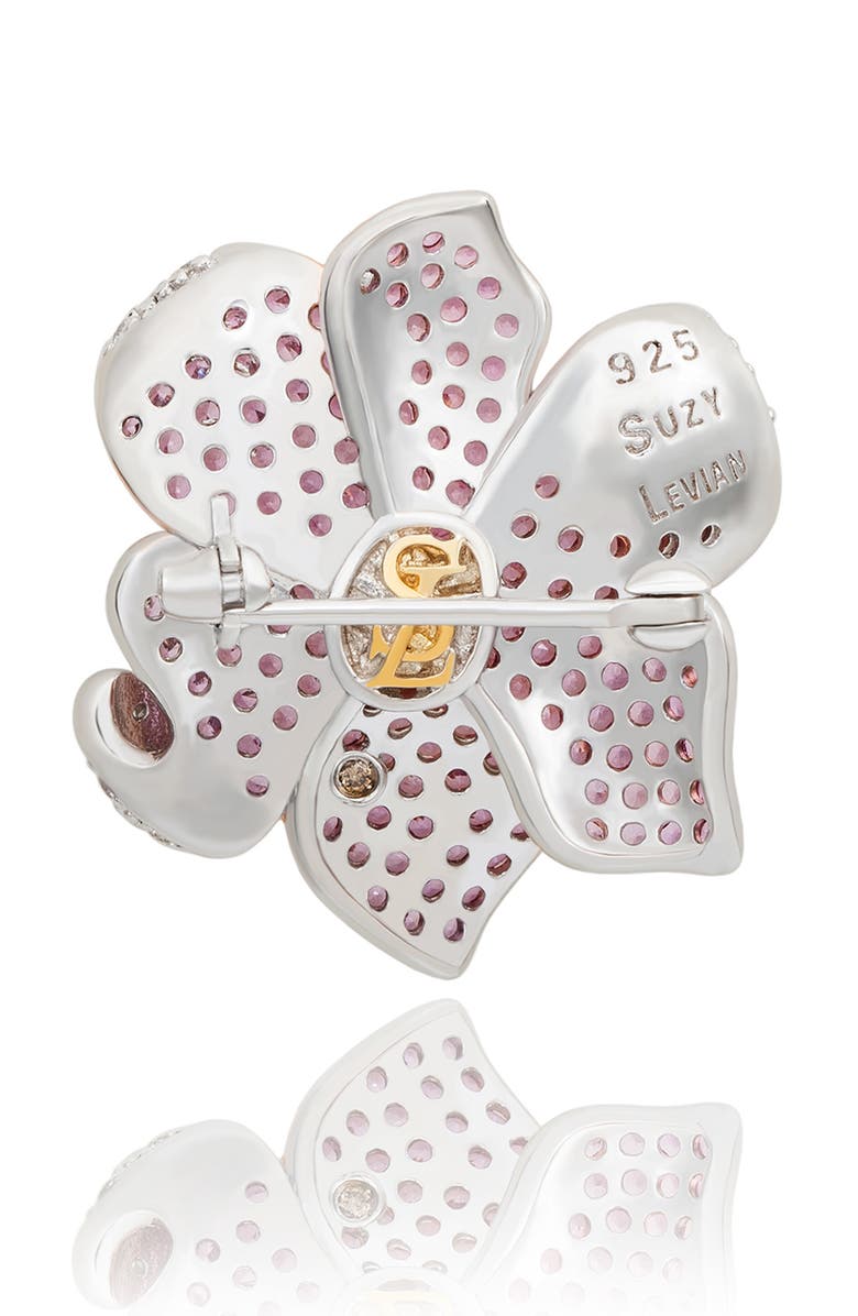 SUZY LEVIAN DIAMONDS Pink & White Sapphire Flower Brooch, Alternate, color, Pink