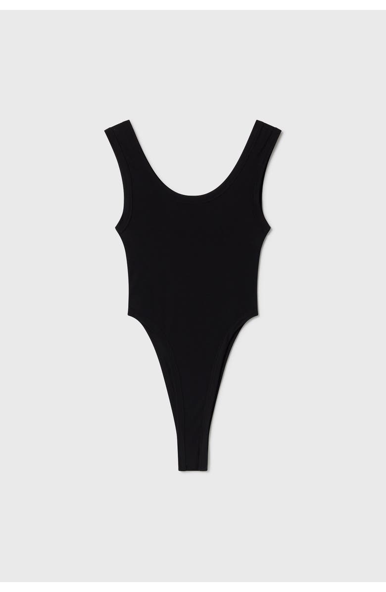 SILK LAUNDRY CUTAWAY BODYSUIT BLACK, Alternate, color, 