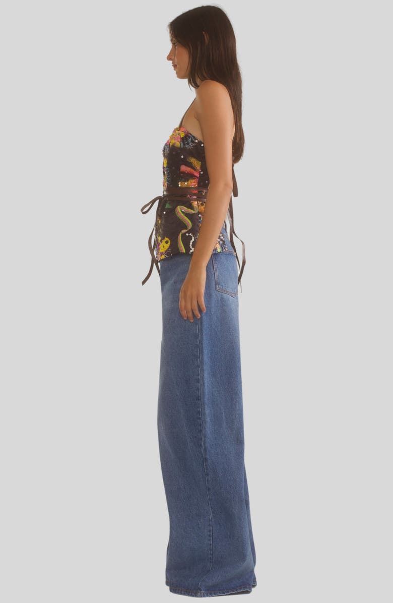 Cynthia Rowley SATIN LEATHER TIES EMBELLISHED TOP, Alternate, color, 