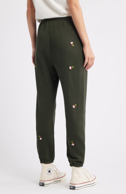 The Great . The Stadium Embroidered Cotton Sweatpants In Green