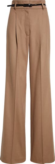 Max Mara Studio Zac Belted Virgin Wool Wide Leg Trousers