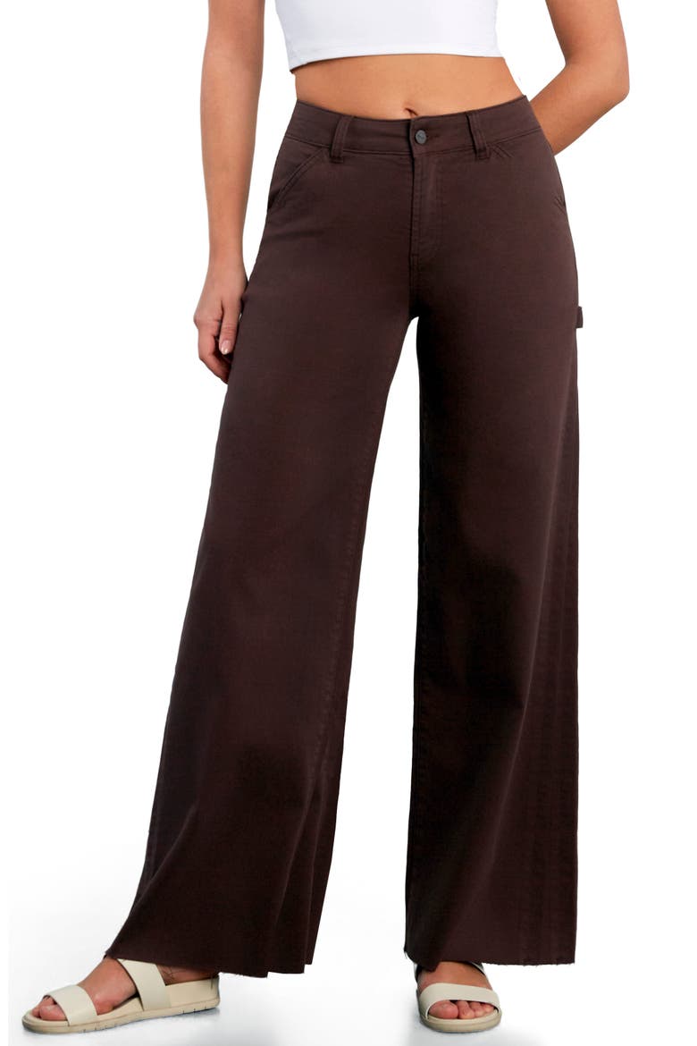 Raw Hem Wide Leg Carpenter Jeans, Main, color, DARK CHOCOLATE