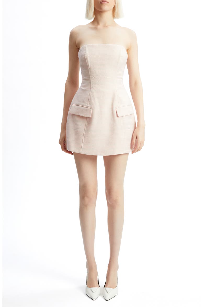 Madeline Shimmer Bouclé Strapless Minidress, Main, color, LIGHT PINK
