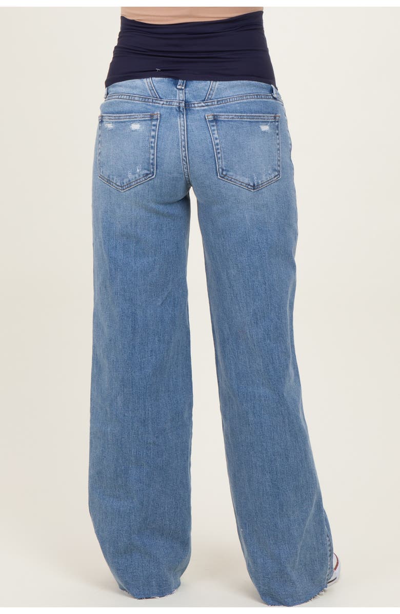 PinkBlush Wash Mid Rise Clean Cut Raw Hem Wide Maternity Jeans, Alternate, color, Blue
