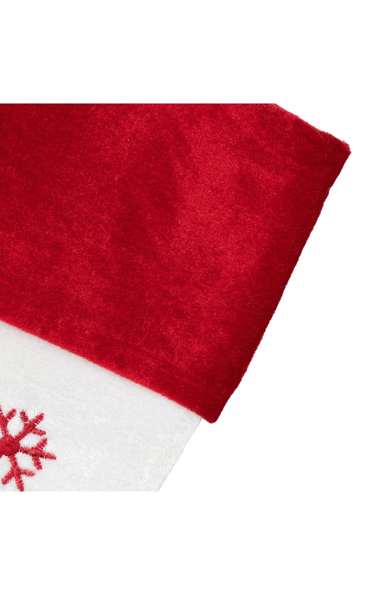 Northlight 19" Red and White Velvet Embroidered Snowflake Christmas Stocking, Alternate, color, 