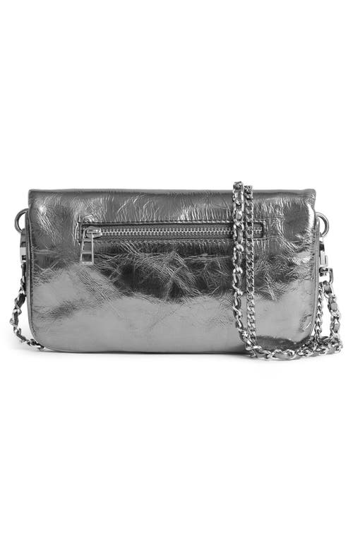 Zadig & Voltaire Silver Leather Rock Nano Vintage Metal Shoulder Bag In Gray