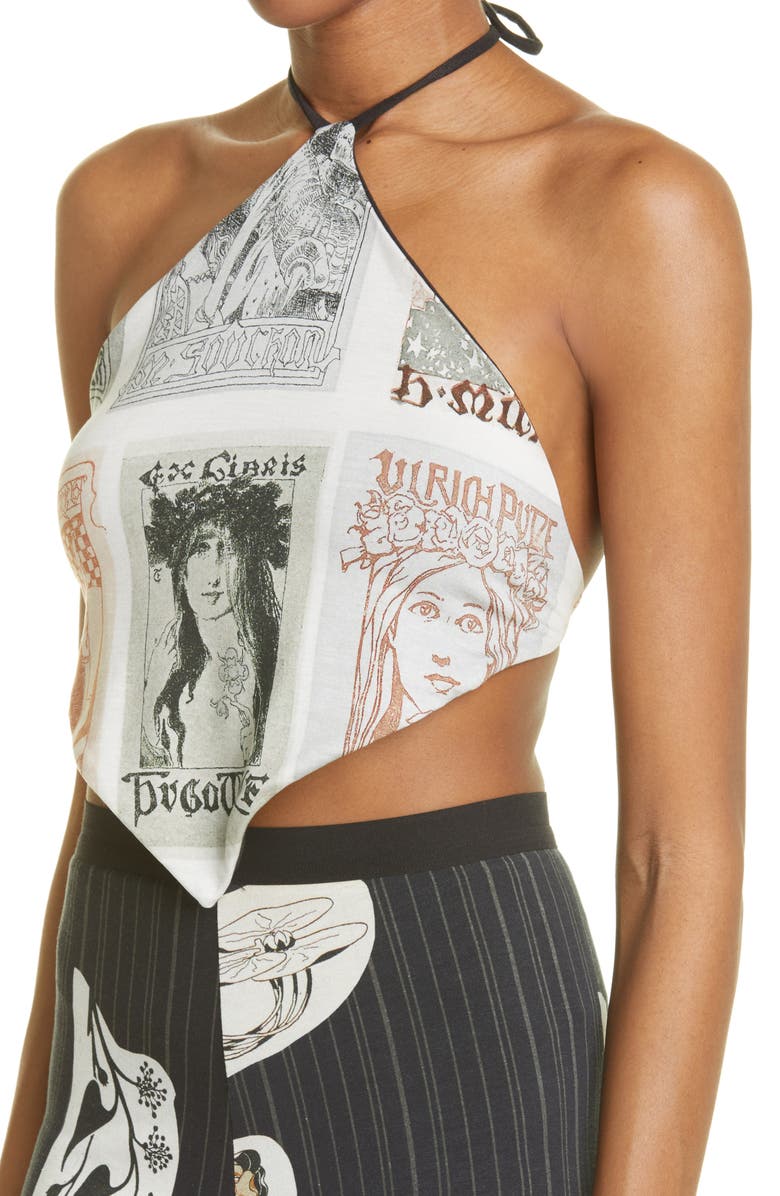 ELLISS Ex Libris Print Stretch Organic Cotton Halter Top, Alternate, color, 