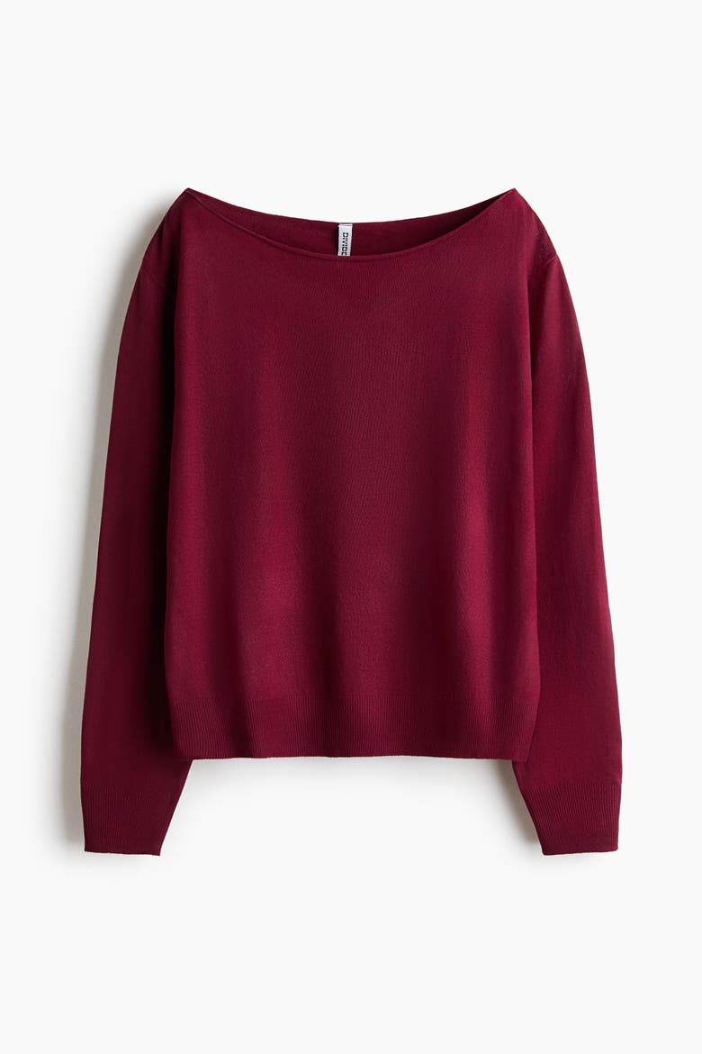 Off-The-Shoulder Sweater, Alternate, color, Burgundy