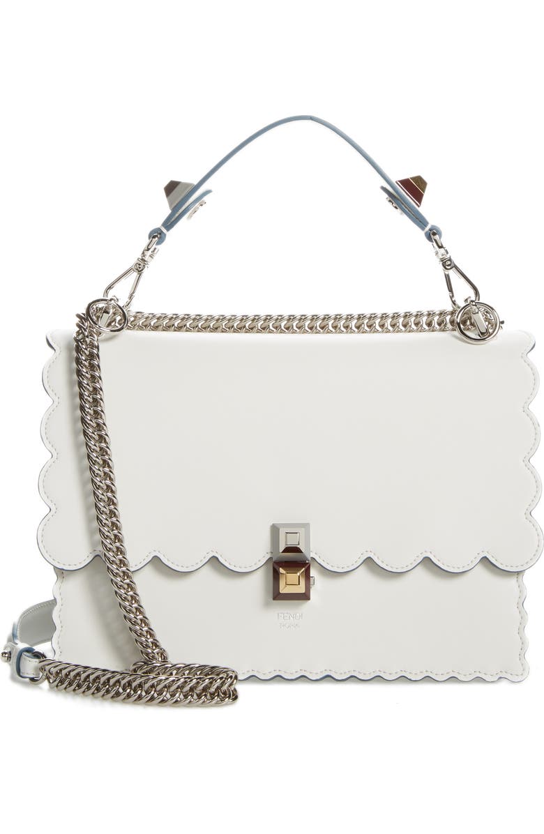 Fendi Kan I Scallop Leather Shoulder Bag, Main, color,
