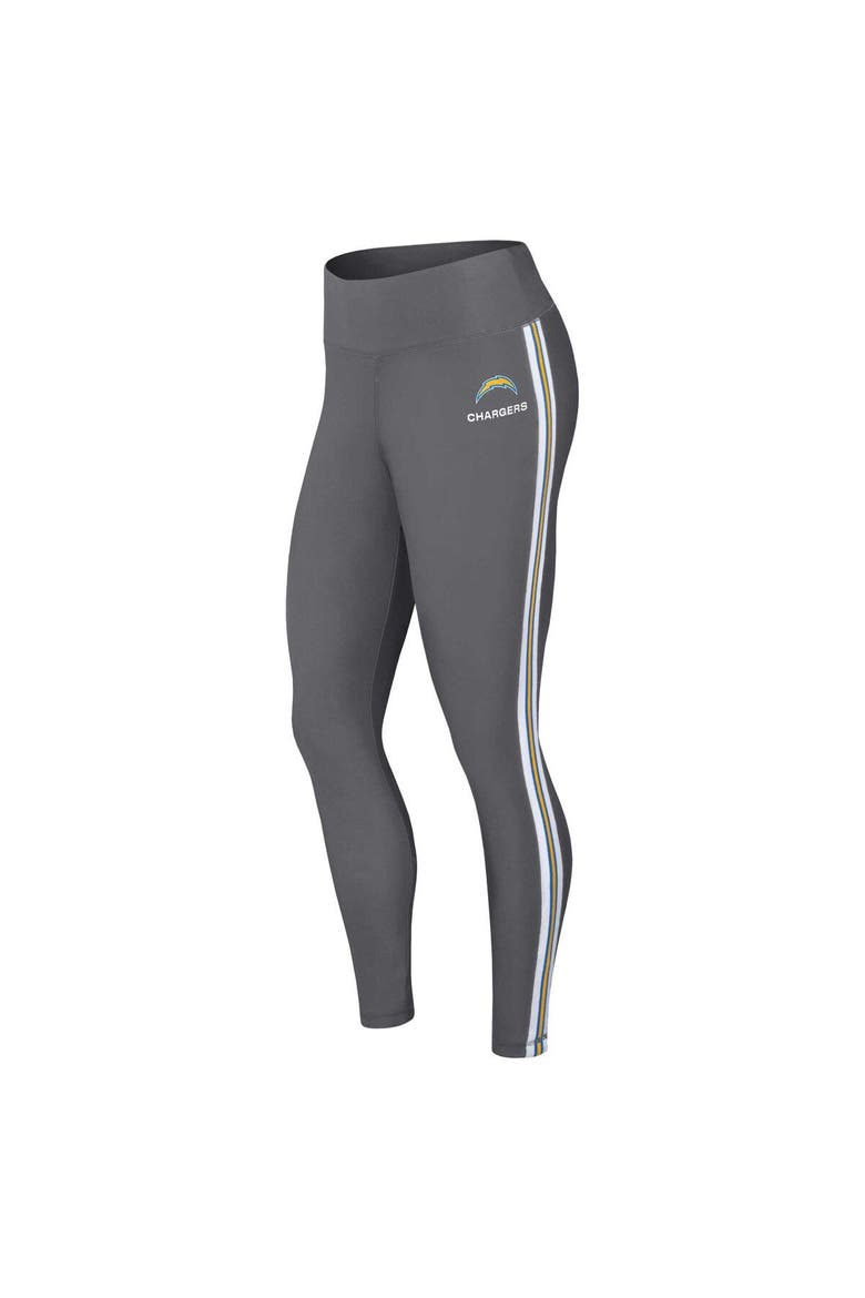 Women's WEAR by Erin Andrews Charcoal Los Angeles Chargers Color Block Leggings, Alternate, color, Charcoal
