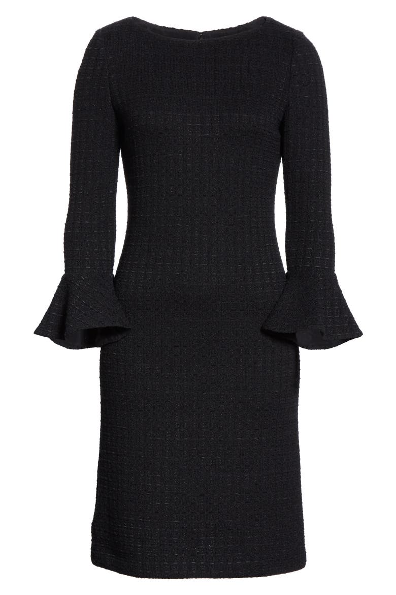 Ribbon Textured Windowpane Knit Sheath Dress, Alternate, color, CAVIAR