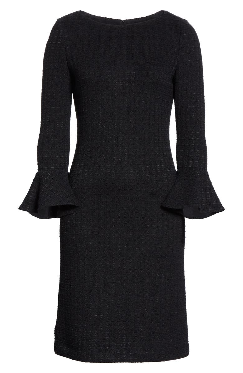 St. John Collection Ribbon Textured Windowpane Knit Sheath Dress, Alternate, color,