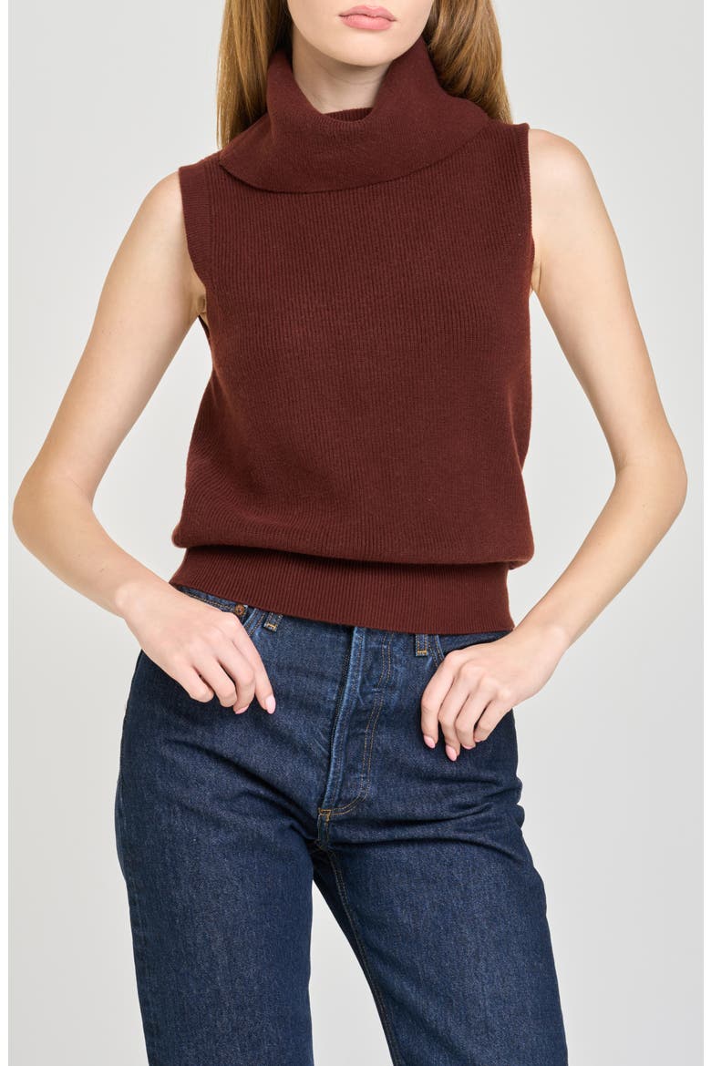 Elodie Cowl Neck Sleeveless Sweater, Main, color, BURGUNDY