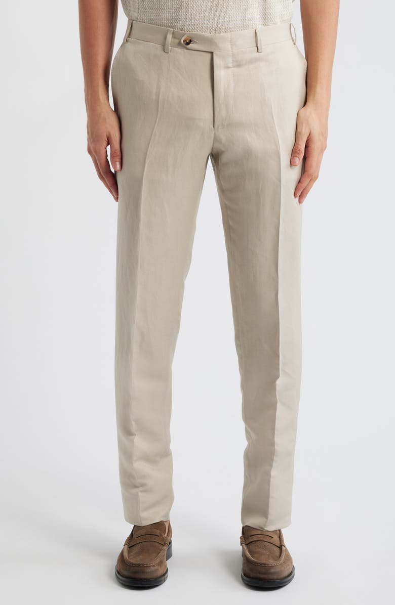 Canali Trim Fit Tan Linen & Silk Suit, Alternate, color, Beige