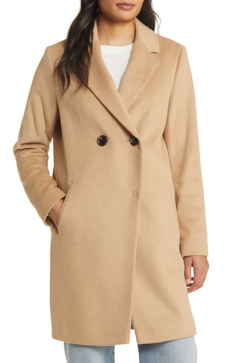 Double Breasted Wool Blend Coat