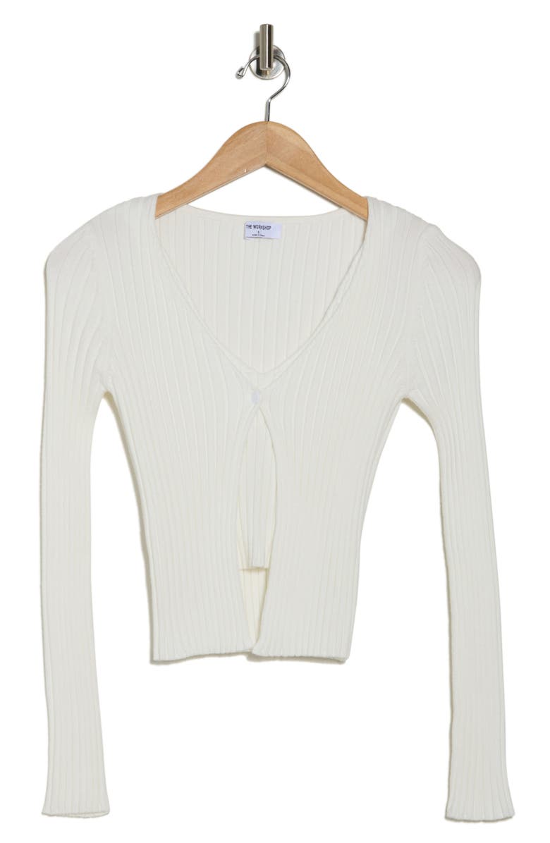Blu Pepper Ribbed Cardigan Sweater, Alternate, color, Ivory