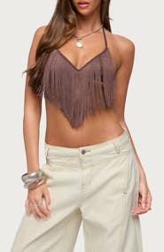 EDIKTED Kienna Fringe Bra Top